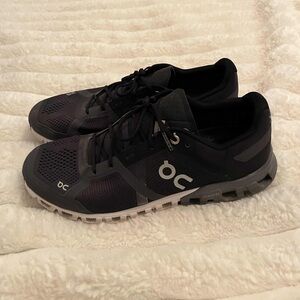On Running Black and Gray Athletic Shoes with Breathable Mesh